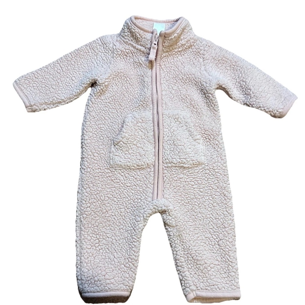 EUC Carter’s 3m Fleece Bodysuit 100% Polyester Winter Pale Powder Pink Snowsuit
